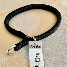 New Coastal Pet brand Round Nylon Slip Training Collar, Black 16" x 3/8"