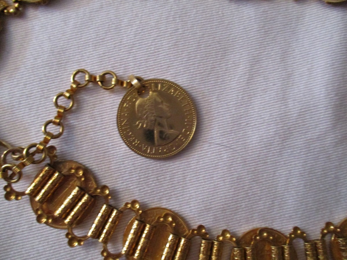 Queen Elizabeth II Gold Coin Belt Gold toned metal lightweight Queen Elizabeth II 2002  main image 3