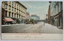 Springfield MA Massachusetts Massasoit House & the Arch Main Street Postcard C5