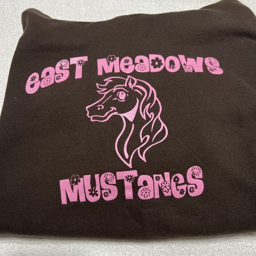 Gilden Hooded Sweat Shirt Brown Girls Size Large Long Sleeve Horse Mustangs