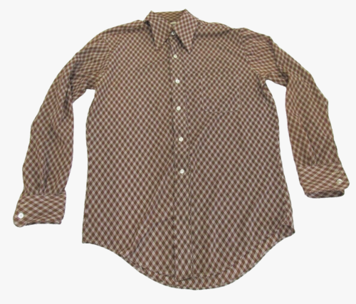 1970's Brown Gingham Check Shirt Jason Clarke Button Long Sleeve Size M Korea CT - Picture 1 of 7