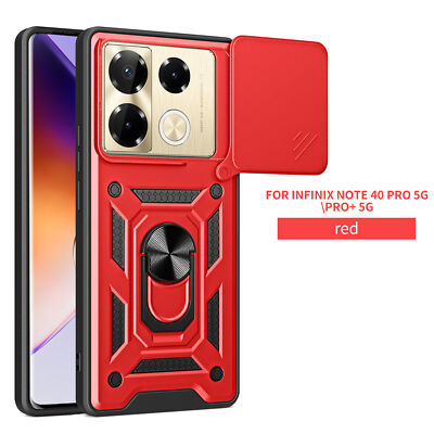 For Infinix Note 40 Pro 5G Hybrid Armor Slide Lens Camera Cover Ring Holder Case