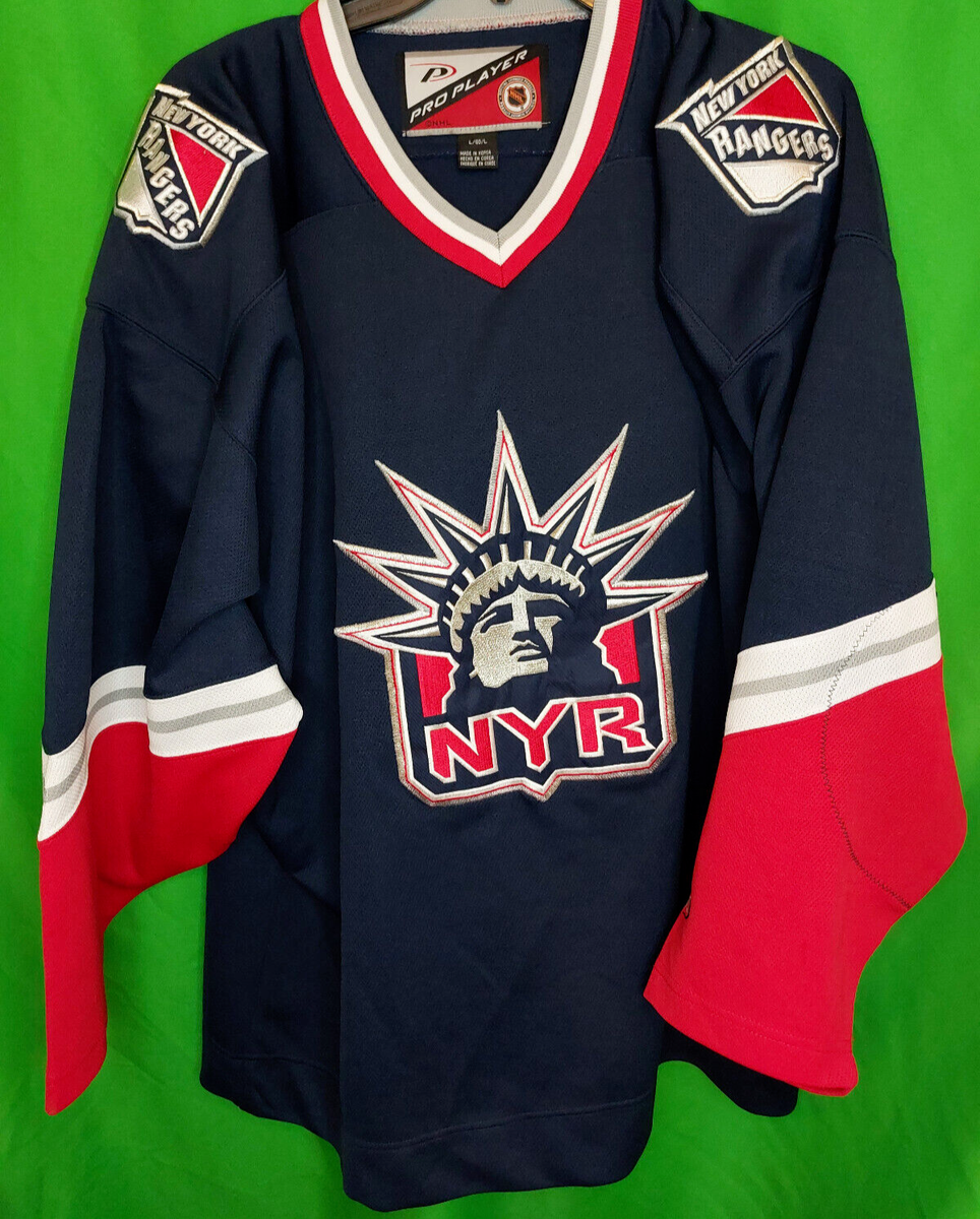 Large Pro Player stitched New York Rangers Jersey blue mens L men Laby  Liberty