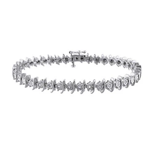 Brazalete Tenis Diamante Natural 1/2 Ct 7.25" en Chapado en Rodio? Plata de ley Foto 4 de 4