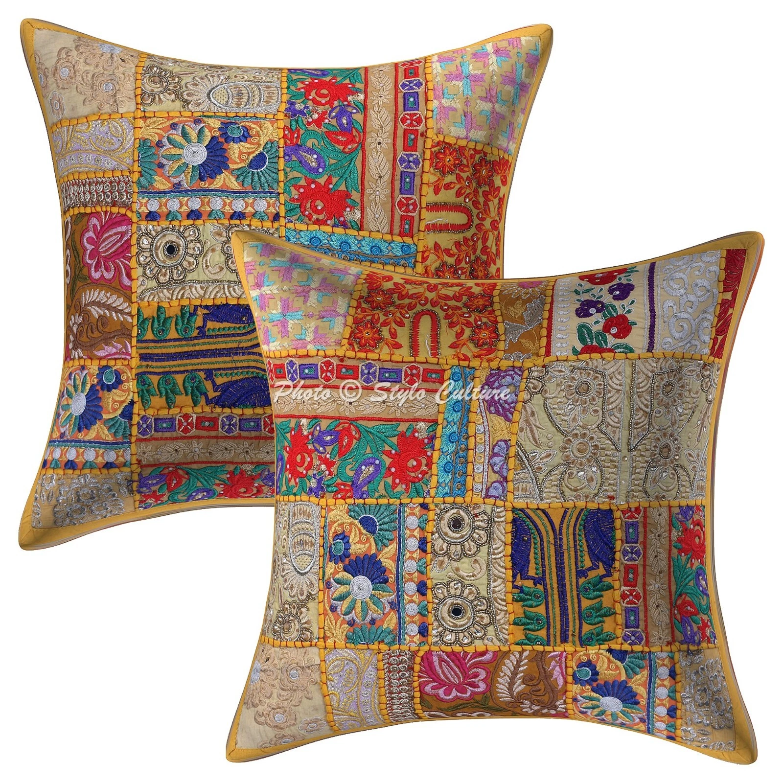 Vintage Cushion Cover Patchwork Throw Ethnic Pillow Case Hippie Gypsy Home Decor