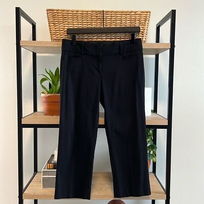 Express Editor Mid-Rise Black Capri Woven Twill Career Dress Pant Trouser, 4