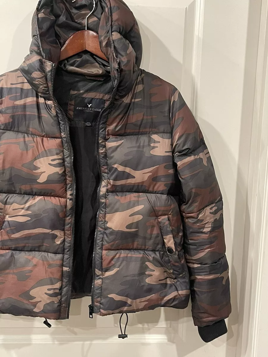 American Eagle Jacket Womens Small Camo Puffer Outdoor Winterwear