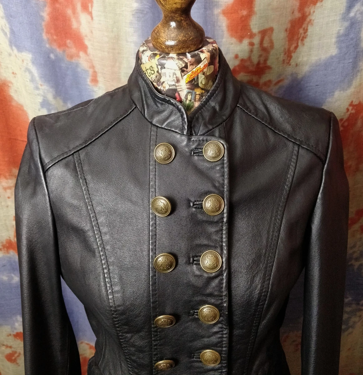 Womens Next Military Fitted Leather Jacket Size UK 8