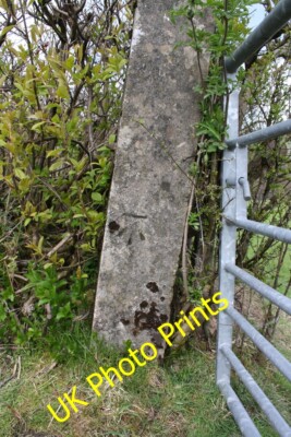 Photo 6x4 Benchmark on gatepost beside B6257 near Bowers Firbank/SD6294  c2015