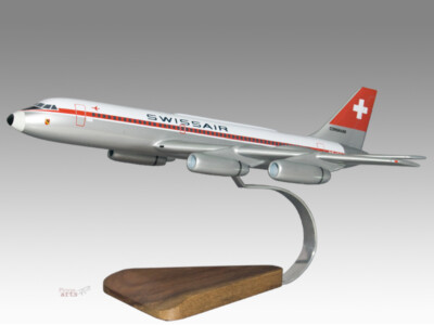 Convair CV-990A Coronado Swissair Solid Mahogany Wood Handcrafted Display Model
