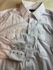 Men's Wrangler White Pearl Snap Long Sleeve Dress Shirt- Size Large