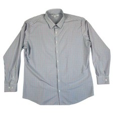MIZZEN MAIN Shirt Mens XL Trim Fit Performance Stretch Button Down Blue Plaid