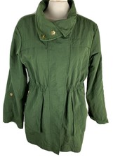 G.e.t. Womens Performance Outerwear Jacket Dark Green Gold Tone Zipper Snaps L