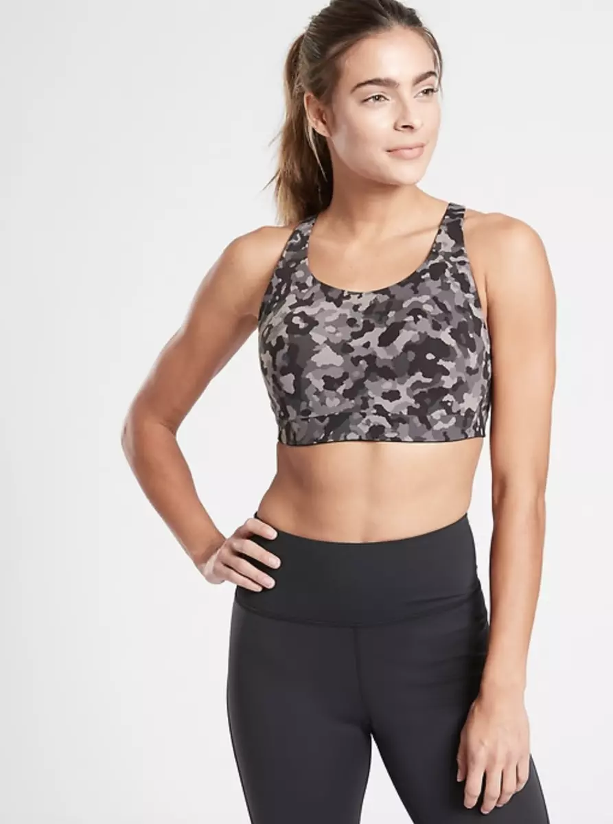 NWT Athleta Advance Bra in Black Camo Size 34 D #405744