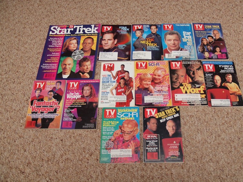 Vintage TV Guide Star Trek ; '91-'02 13 issues; + Star Trek Four Generations mag