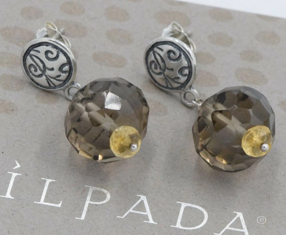 Silpada SET Smoky Quartz, Citrine, Necklace N1454 Post Earrings P1419 Set - Imagem 2 de 4