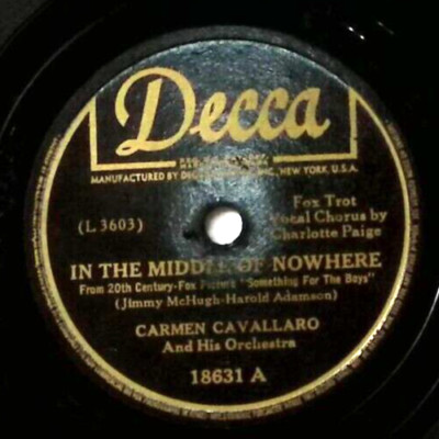 CARMEN CAVALLARO  IN THE MIDDLE OF NOWHERE / WOULDN'T IT BE NICE?  78 RPM 532