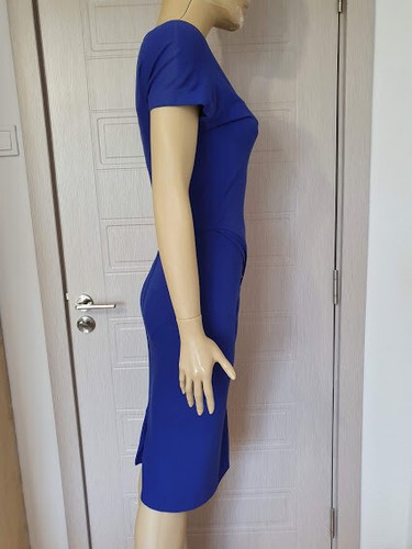 Diane Von Furstenberg Blue Rika Bateau Teal Short Casual Dress Size 4 USA - Picture 3 of 11