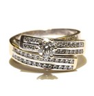 GIA 18k white gold .94ct VS2 H round diamond engagement ring wedding band 11.1g  — photo 2