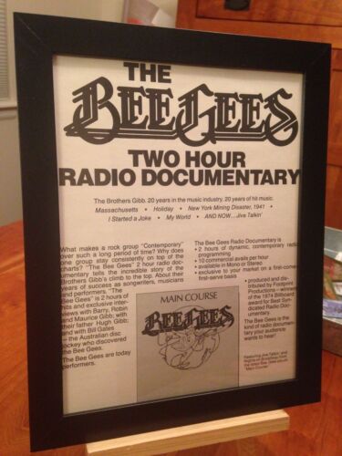 FRAMED THE BEE GEES “MAIN COURSE" LP ALBUM CD RADIO SHOW DOCUMENTARY PROMO AD - Picture 1 of 2