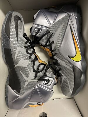 Nike LeBron XII 12 Flight Wolf Grey/Citrus 684593-080 Basketball Men\'s Size 13 Nike-LeBron XII 12 Flight Pack Shoes-Wolf Grey/Citrus-684593  main image 2