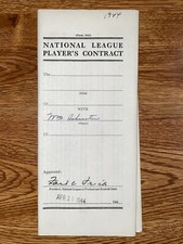1944 CUBS: NL Contract SIGNED: Bill Schuster, D.1987 (w/ Ford Frick HOF)