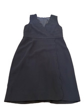 JCrew Eyelet Black Dress Scalloped V Neck Sleeveless Size 12