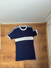 Vintage 80  s Adidas Originals Ringer Cropped T-Shirt Made in USA Sz S block core