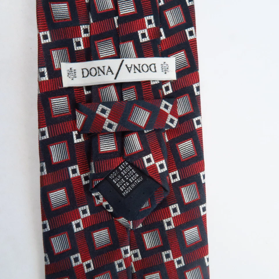 Dona Dona красный белый синий геометрические квадраты коробки мужской галстук 62 x 4 патриотический - Изображение 3 из 4