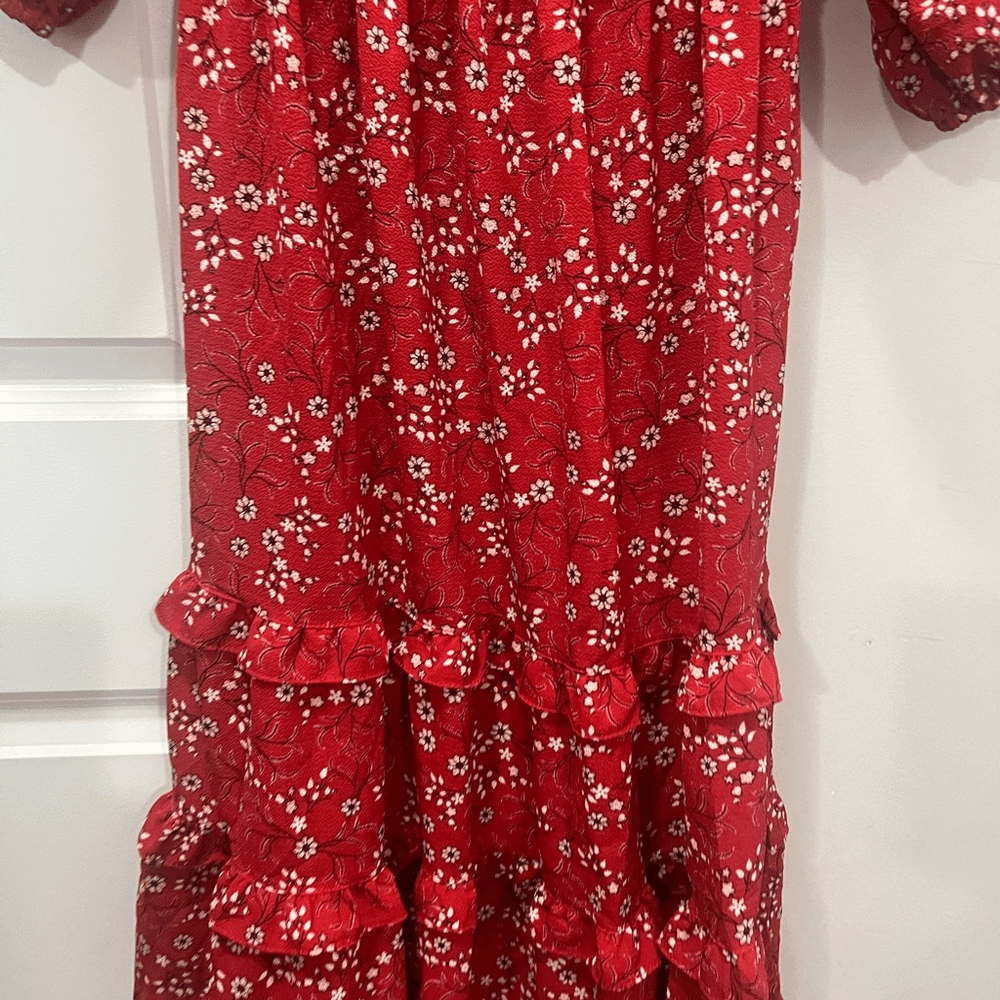 Max Studio Red V-Neck Empire Waist Dress Size Medium | eBay