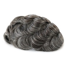 Mens Toupee Human Hair Replacement System Hairpiece 0.04 Ultra Thin Skin 1B40