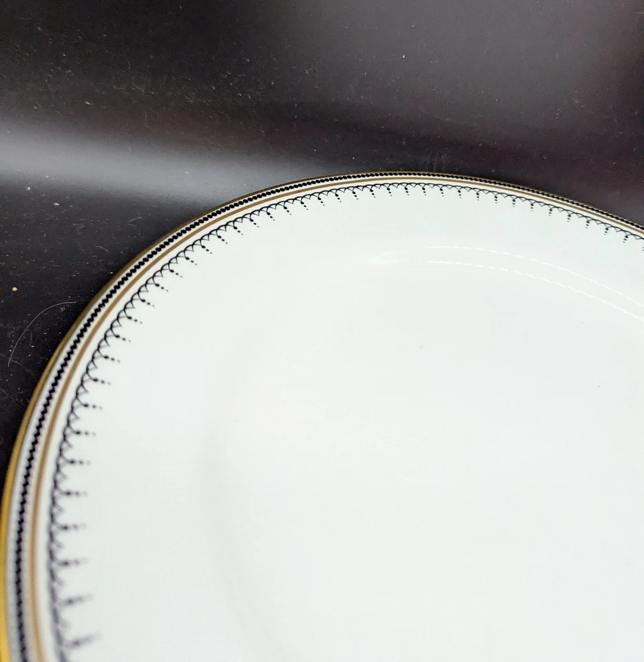 Винтажный набор/4 обеденные тарелки Spode Warwick 10 дюймов черный баннер точка Англия - Изображение 3 из 4