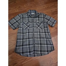 Carhartt Mens Relaxed Fit Plaid Short Sleeve Work Shirt Black Grey 104171 BLK L