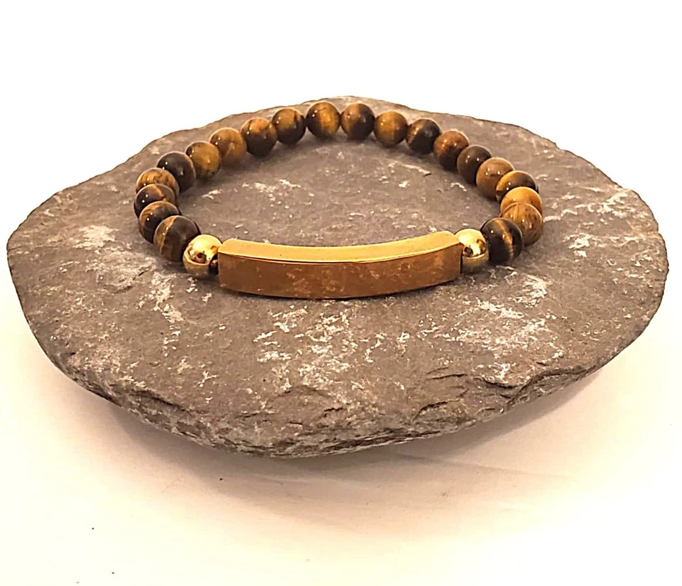 Браслет тигровый глаз бисером эластичной из нержавеющей стали мужчин меди цвет SteelTme - Изображение 3 из 3
