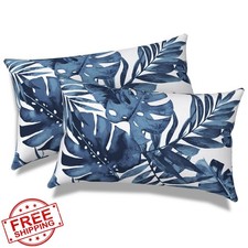 Melody Elephant Lumbar Covers 20"x12" Palm Blue