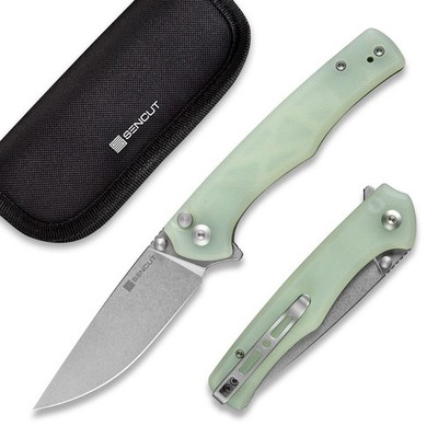 New SENCUT Crowley Button Lock Jade Folding Poket Knife S21012-1