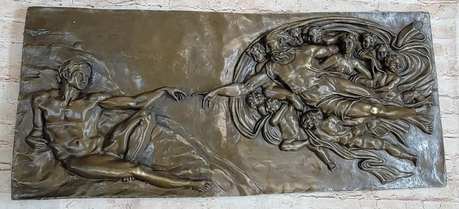 The Creation of Adam Sculptural Wall Décor Art Deco Hot Cast Hand Made