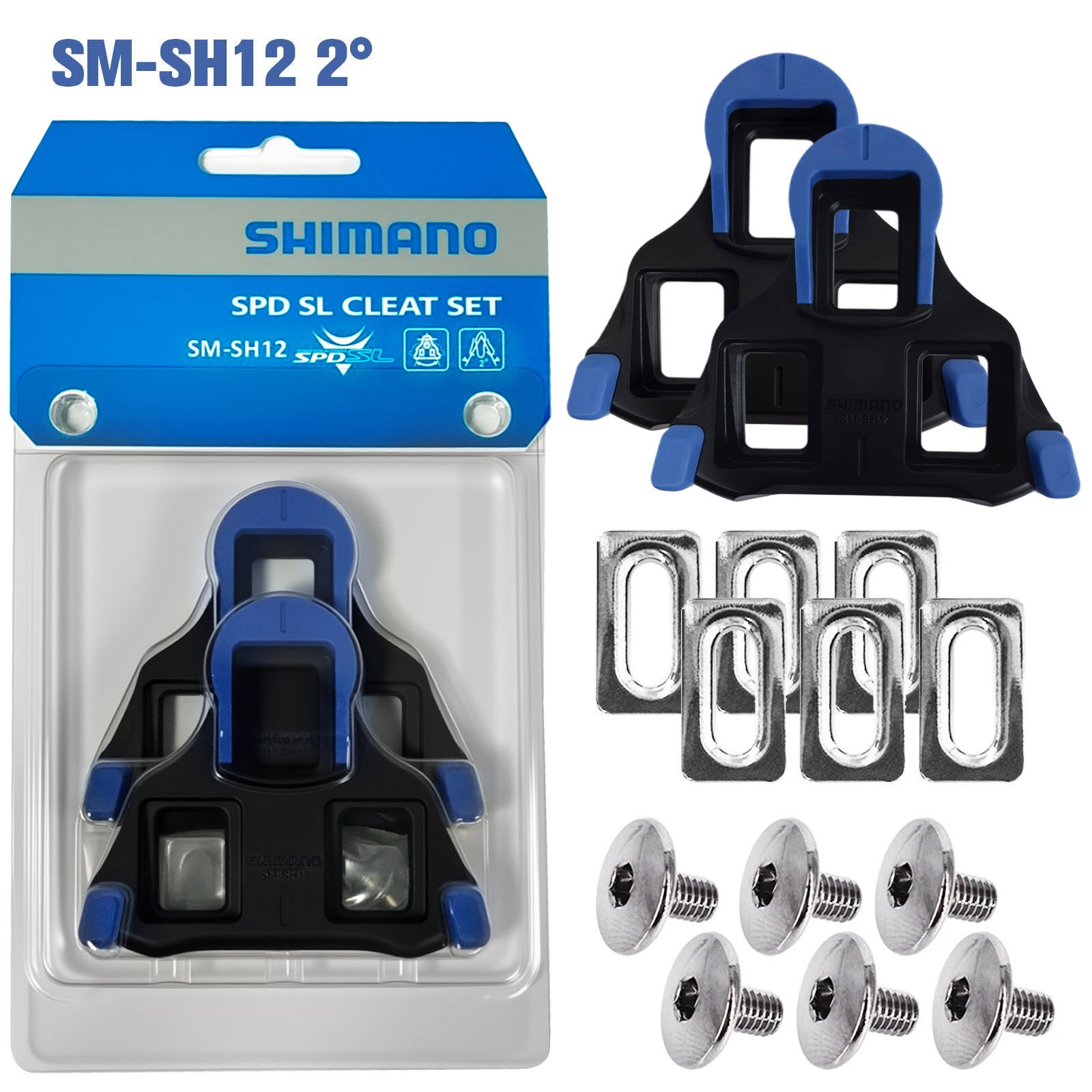 1Pair Shimano SM-SH12 Cleat Set 2 Degrees Float SPD-SL Road Bike Pedal Cleats US