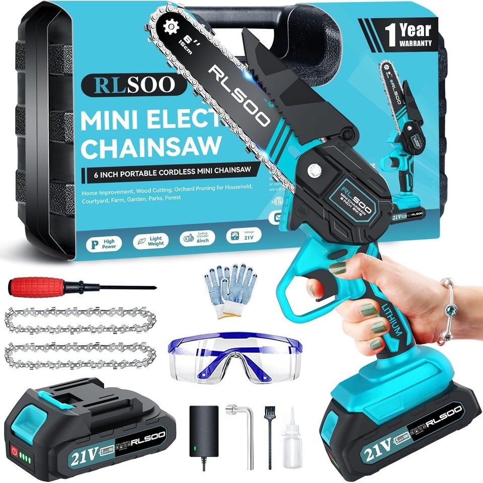 Mini Chainsaw 6 Inch Cordless, Battery Powered Electric Handheld saw ...