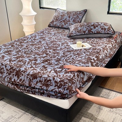 Soft Velvet Thicken Bed Sheet Elastic Bed Linen Fitted Sheet for Adults And Kids