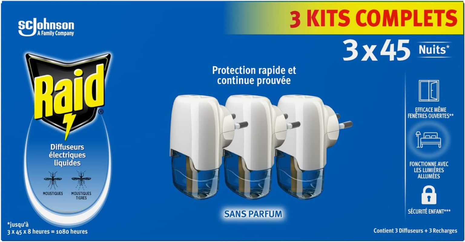 Diffuseurs électriques liquides moustiques tigres 3 kits 3en1 rechargeables