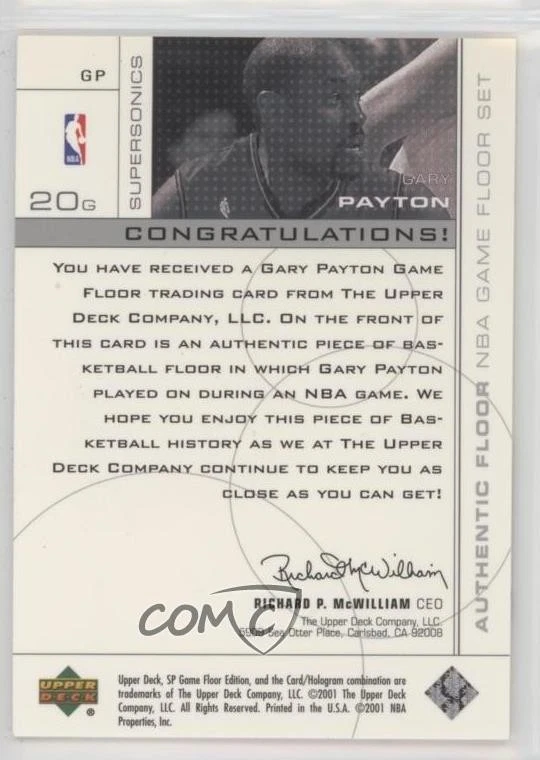 2000-01 SP Game Floor Edition Authentic Floor Gary Payton #GP HOF - Image 2 of 2