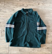 VINTAGE 90S GAP PRO FLEECE SKI SNOWBOARD STRIPED GREEN ZIP UP COLLARED L VTG