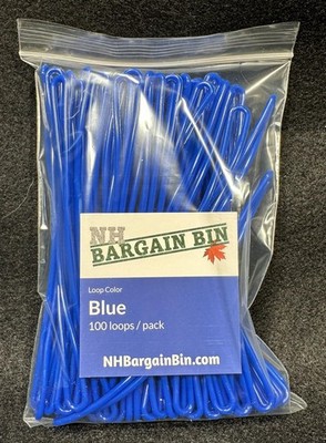 Blue 6'' flexible plastic luggage tag loops (100 per bag)