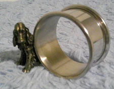 Vintage Signed PEWTER Spaniel Puppy Dog Napkin Ring VGC