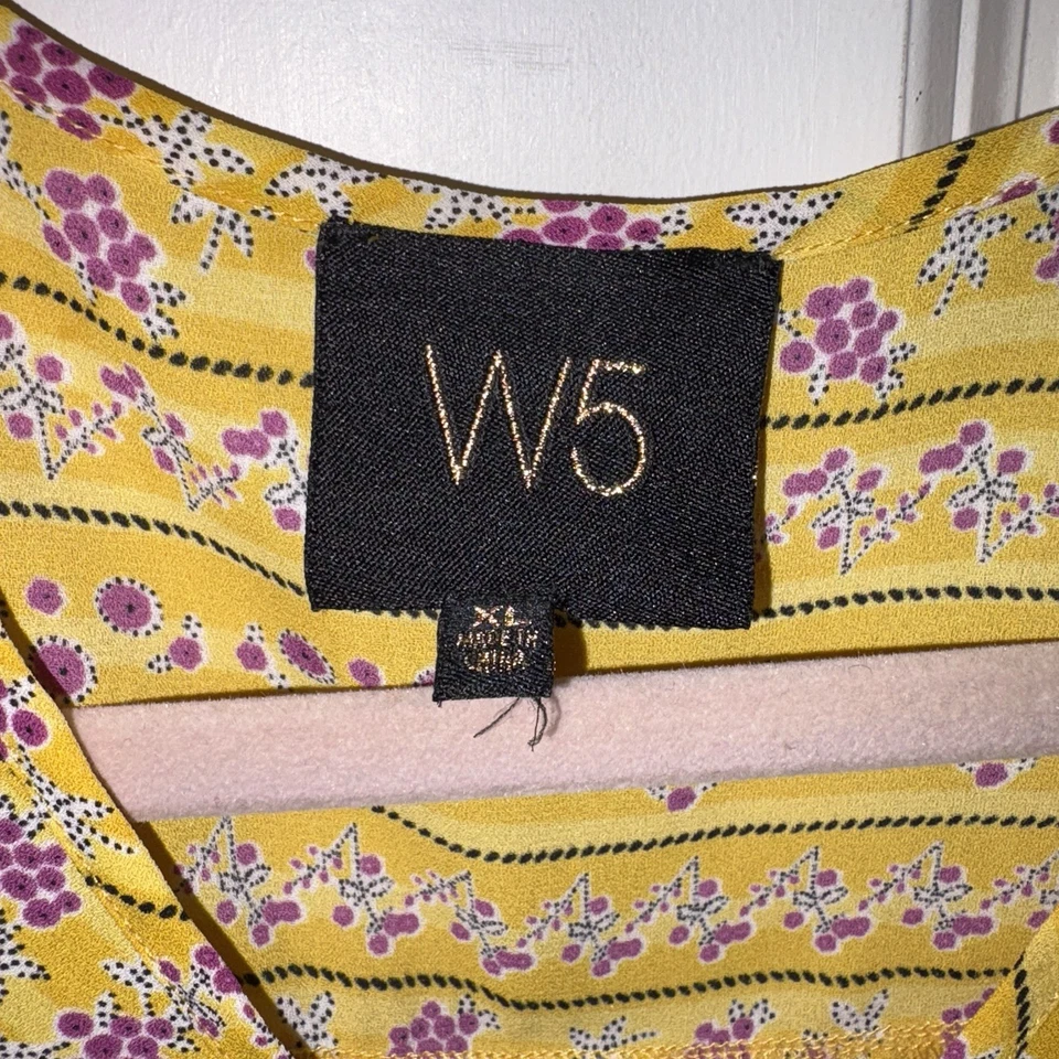 W5 By Anthropologie Mustard Yellow Floral Stripe Blouse Women’s XL Fall Boho - Image 2 of 4