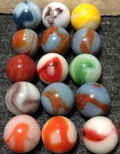Vintage Alley Agate Swirl Marbles Variety Lot Of 15 Wet NM/M