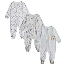 New Koala Baby 3-Pack Coverall Size 9M Numbers Moon Mint Green Yellow Unisex