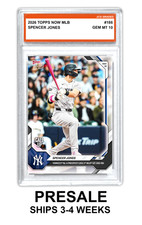Spencer Jones 2026 TOPPS NOW MLB #186 Yankees RC Graded Gem Mint 10 - Presale