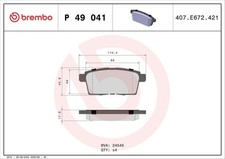Bremsbelagsatz Hinten Akebono-System für Ford USA Edge U387 Mazda Cx-7 ab 06->